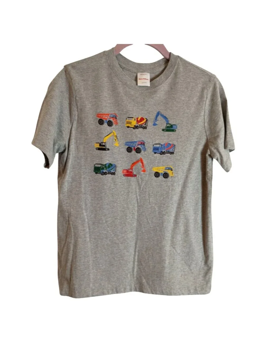 NWOT Hanna Andersson Boys 10 140 Gray Construction Trucks Graphic T Shirt